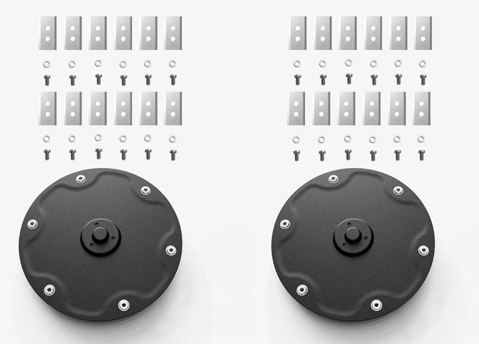 Complete Luba 2 AWD X cutting disc and blade kit showing one cutting disc, 24 stainless-steel blades, 24 blade screws and 4 disc screws for Mammotion Luba 2X robot mower