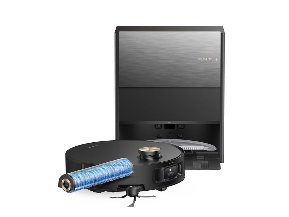 Dreame Aqua10 Roller robot vacuum and mop on its base station showing 30,000Pa Vormax suction for New Zealand homes