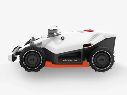 Side view of Mammotion Luba 2X all-wheel-drive robot lawn mower for 10000 square metre