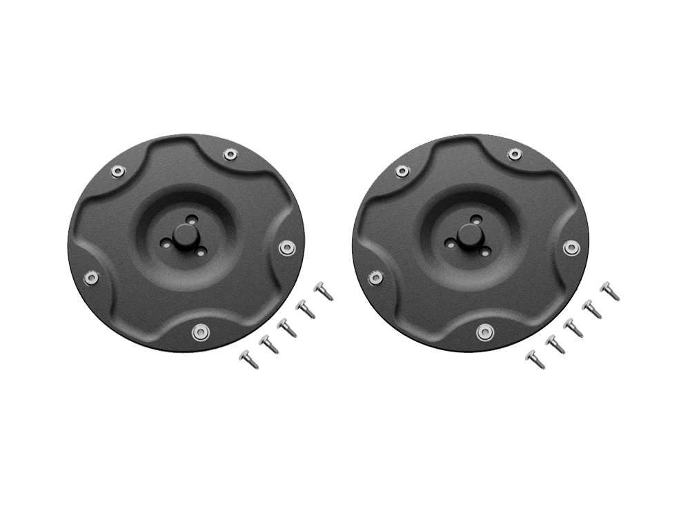 Pair of Mammotion Yuka 2025 five‑blade cutting discs showing blade slots and mounting hubs, genuine replacement rotors for Yuka robot lawn mower
