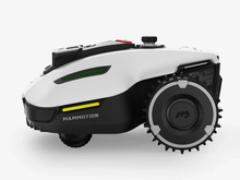 Yuka Mini perimeter-wire-free robot mower with 3D vision camera mowing a small urban lawn